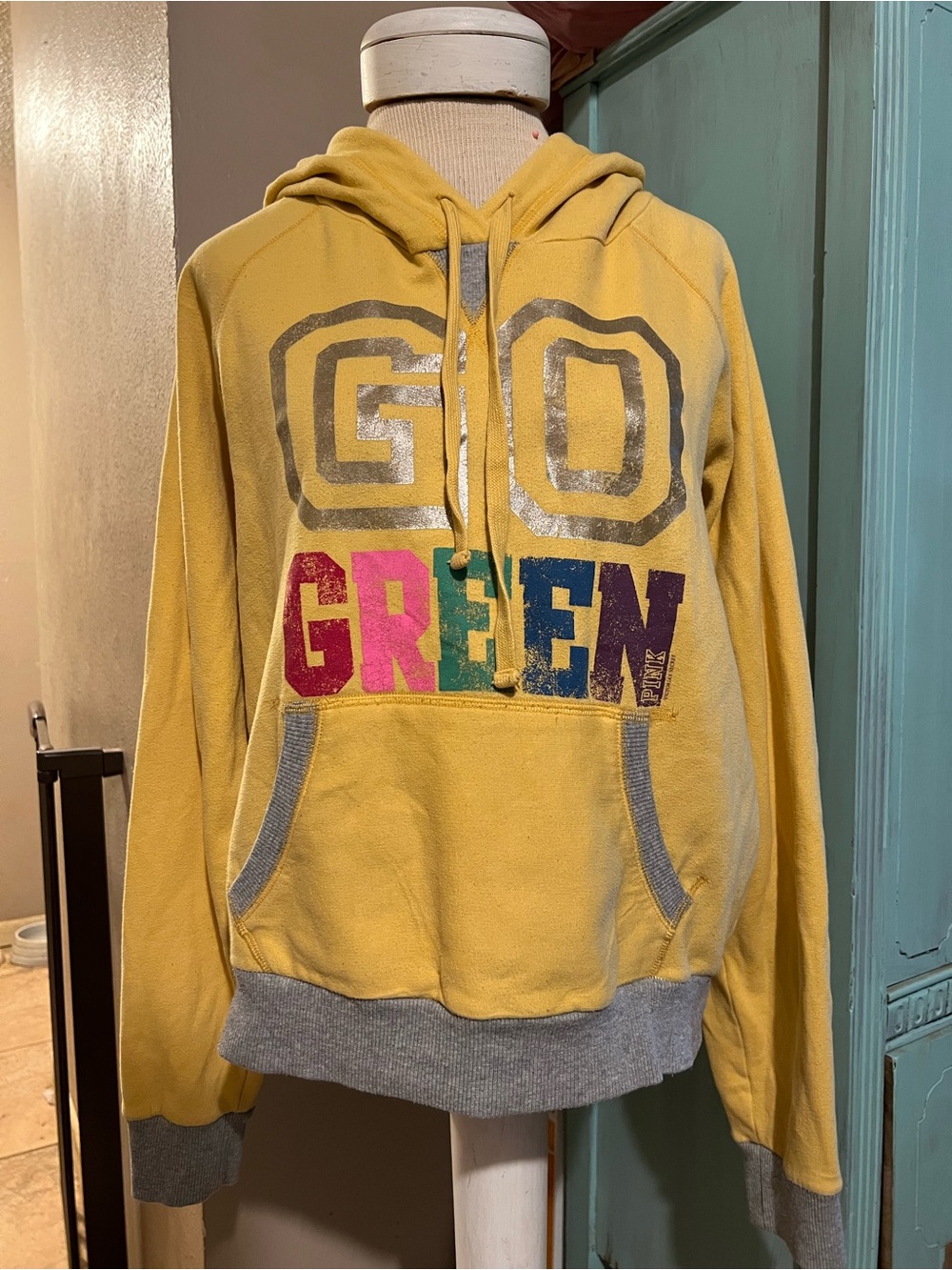 Vintage Y2K 2009 Go Green Victoria’s Secret PINK Hoodie Sweatshirt Size Large L